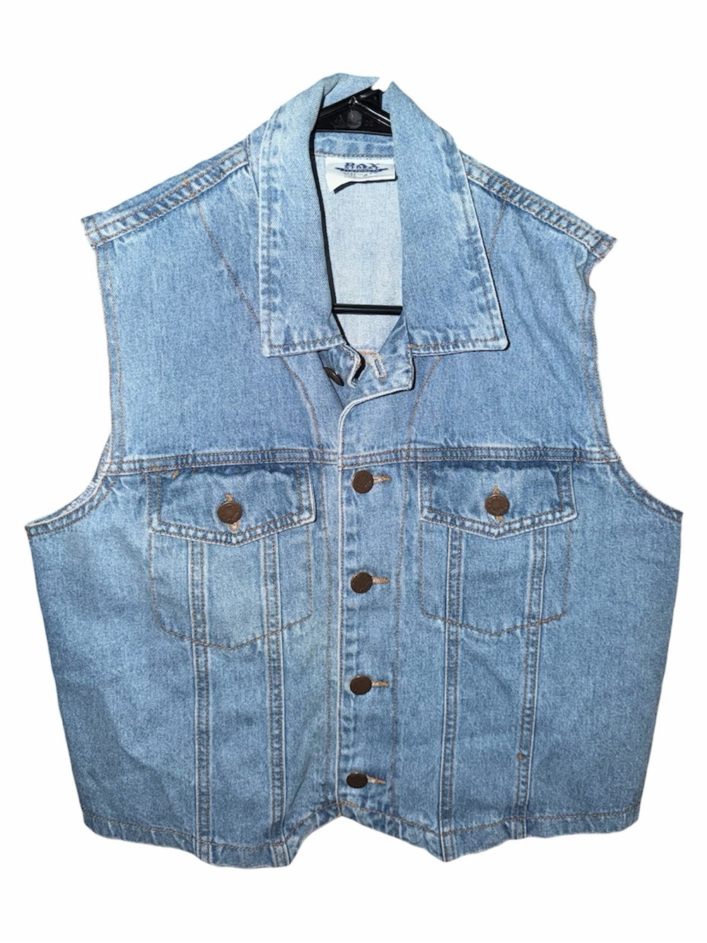Vintage Bay Street Light Wash Denim Botton-up Vest Sz M